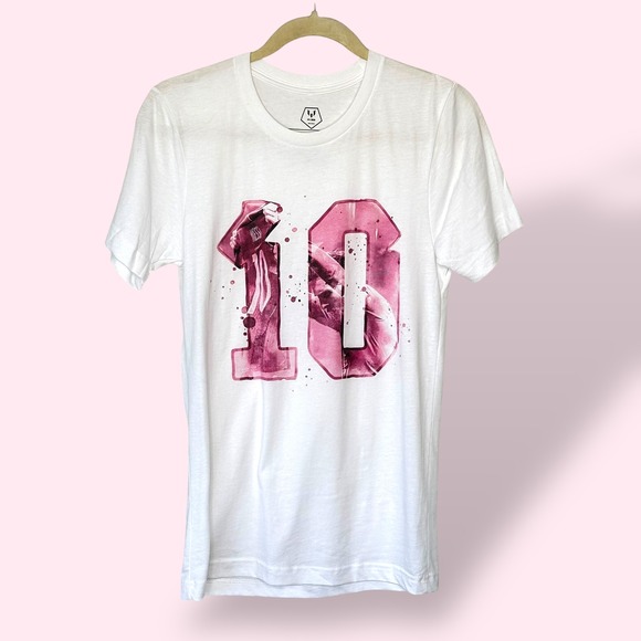 Messi Tops - Messi Soccer T-Shirt Number 10 Graphic Tee White Pink Short Sleeve Women's XS